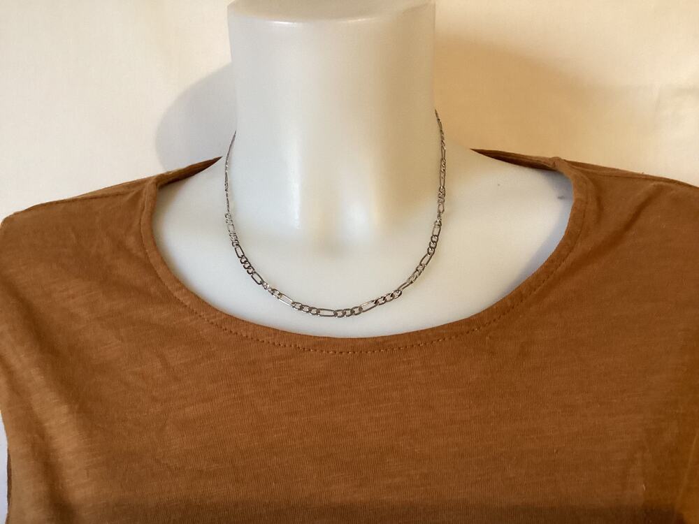 1972 NWOT Express Sterling Silver Figaro Chain for Men or Women 16" w/Extension